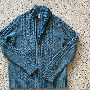 L.L. Bean Women's Teal Cable Knit Cardigan